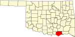 Map of Oklahoma highlighting Bryan County